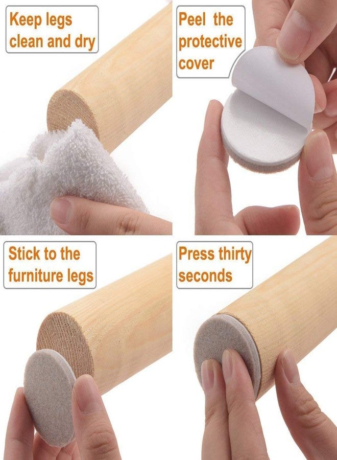 IKTU 133pcs Self-Stick Furniture Round and Square Felt Pads for Hard Surfaces Protect Your Hard Floors from Furniture Scratches, Linen, Round & Square Mix (133 Pieces) - Image 3